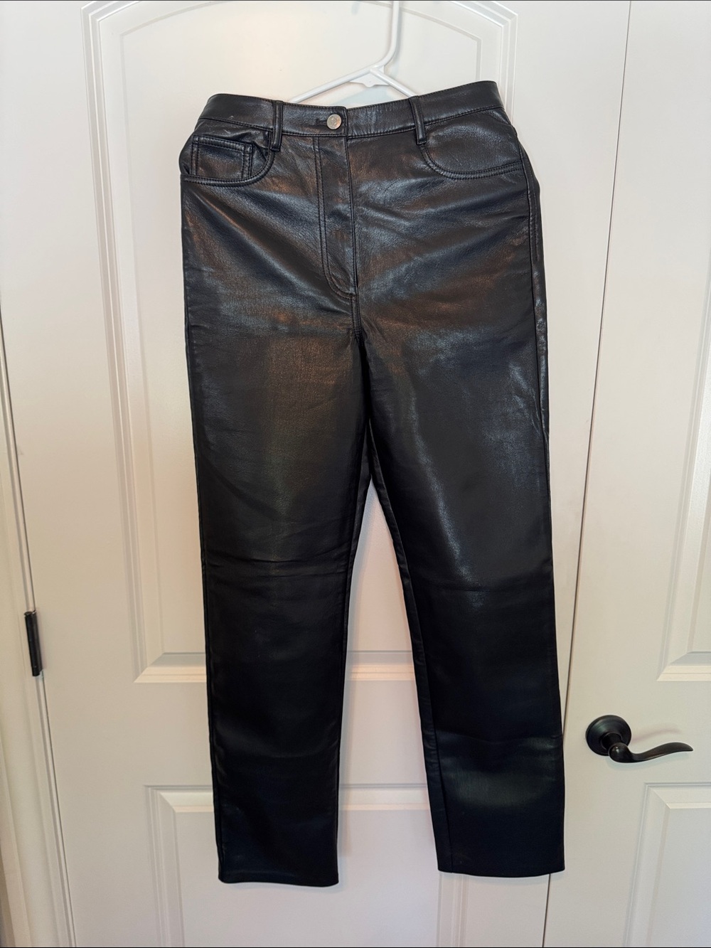 Wilfred Black Faux Leather Straight-Leg Jeans